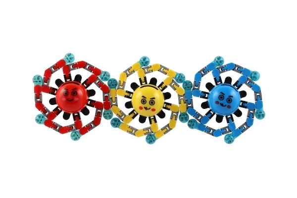 Gyroscoop spinner mechanisch plastic 7cm lichtgevend in het donker 3 kleuren op kaart 12st in doos