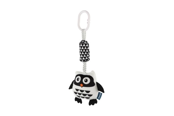 Dierlijk rammelaartje/hanger voor wieg/kinderwagen pluche 30 cm zwart-wit