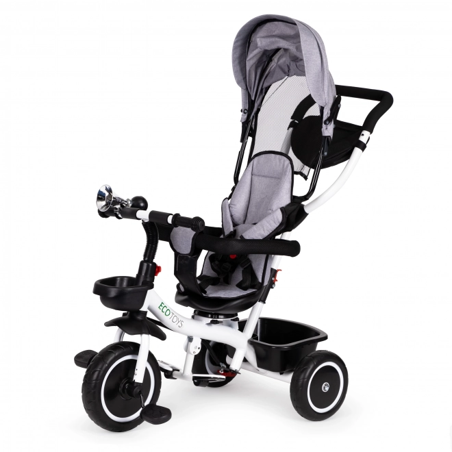 ECOTOYS Driewieler met zonnescherm en stuurstang - grijs