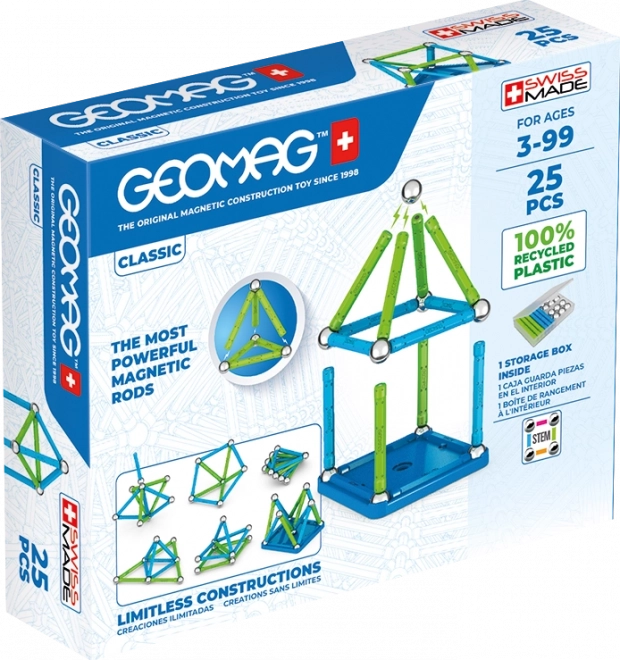 Magnetische bouwset GEOMAG classic recycled – 25 stukjes