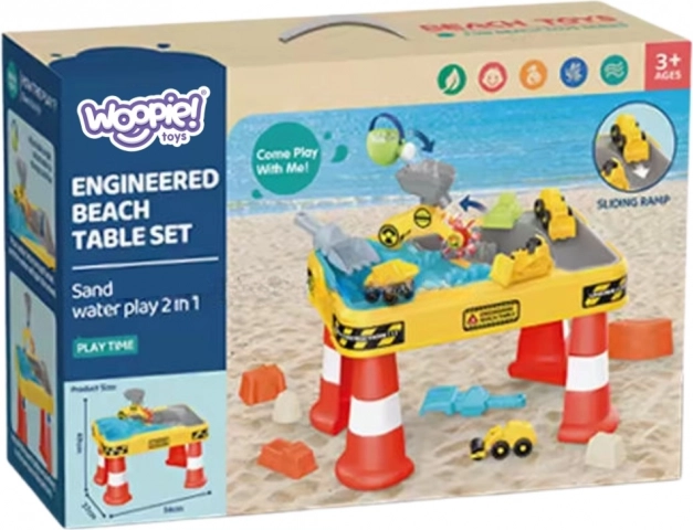 Woopie Water- en Zandtafel 2-in-1 Bouwspeelveld met 4 Autootjes 12el.