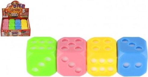 Lichtgevende siliconen dobbelsteen TEDDIES 4 cm – knipperende LED-dobbelsteen (kleurenmix)