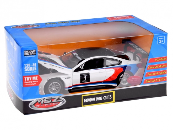 Metalen model van sportauto BMW M6 GT3