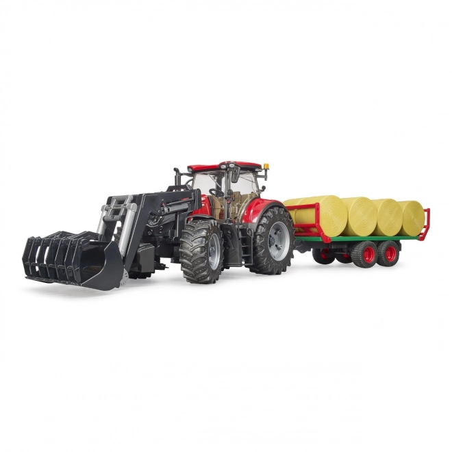 Bruder Tractor Case IH Optum 300 CVX met frontlader en balenwagen