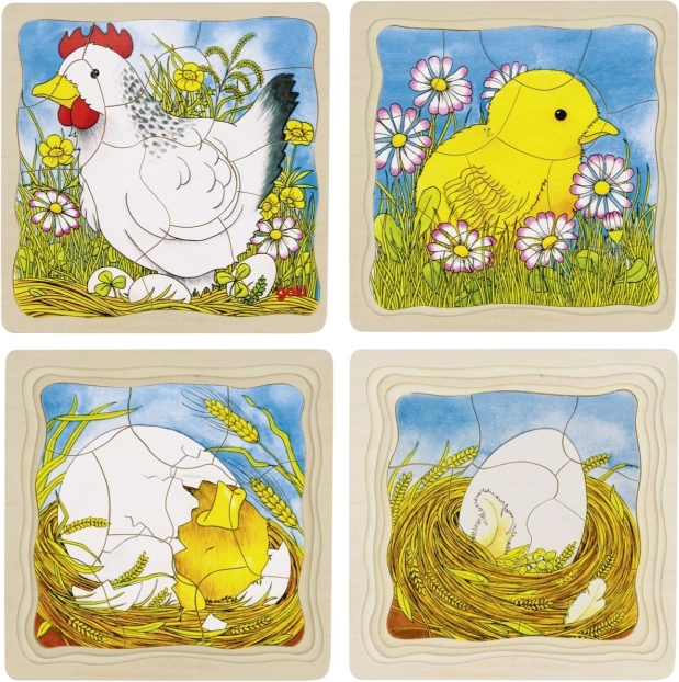 Houten ontwikkelpuzzel Kip GOKI