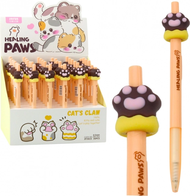 Gelpen Kattenpoot bruin blauw inkt 15 cm 0,5 mm
