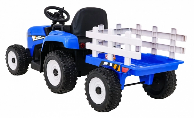 Kindertractor met aanhanger blauw