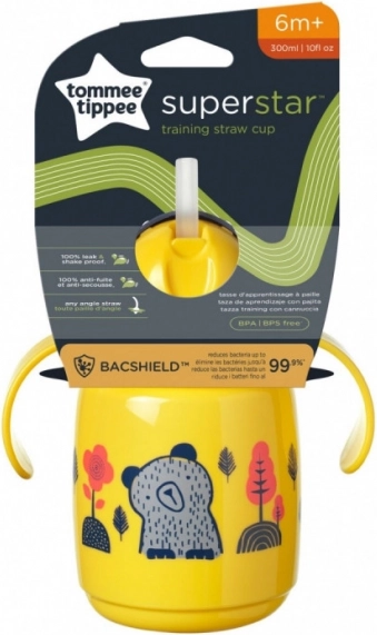 Tommee Tippee gele trainingsbeker met rietje voor kinderen 300 ml