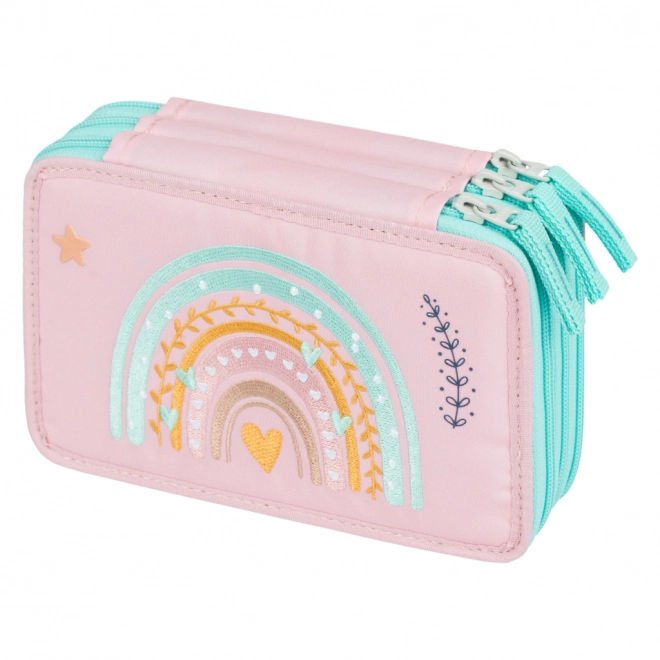 BAAGL School etui driedelig Roze Regenboog