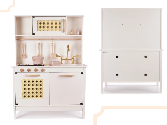 Kinder retro houten keuken met accessoires Boho