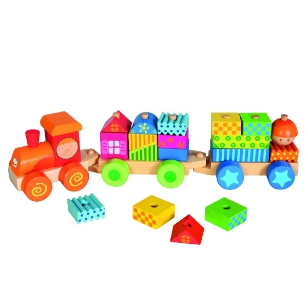 Houten trein met huisjes 21 stuks