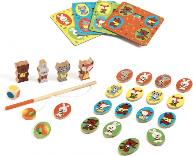 Djeco set van 4 spellen Ludo Wood