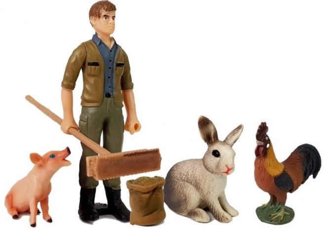 Set van boerderijfiguren: Huisdieren en boer