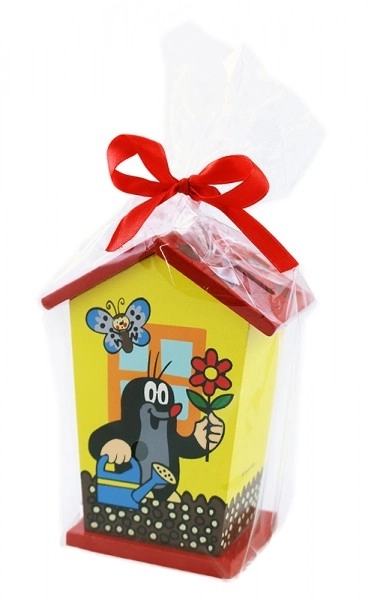 Houten spaarpot met Kleine Mol
