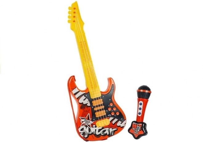 Kinderelektrische gitaar met microfoon - rood