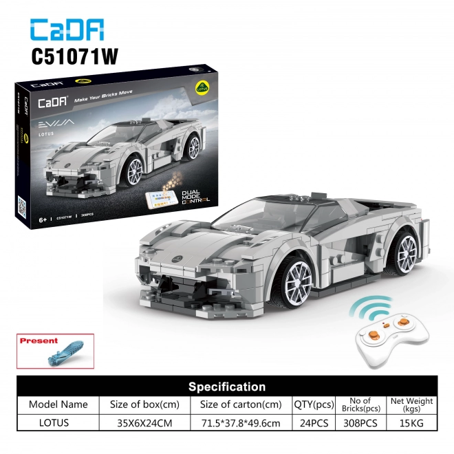 Constructieset CaDA 308 stuks Sportauto Lotus Evija voor kinderen 6+, op afstand bestuurbaar met app