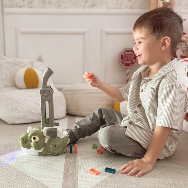 Elektrische locomotief dinosaurus met Domino-blokken