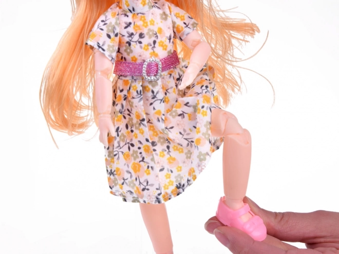 Schattige pop met beweegbare ledematen en lang haar 24 cm