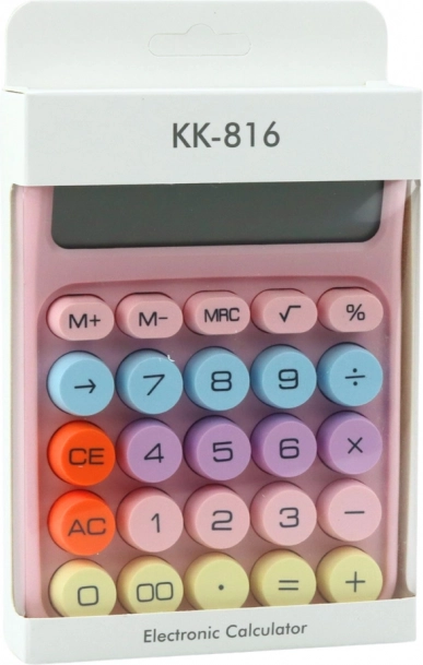 Roze batterijcalculator voor kantoor en school
