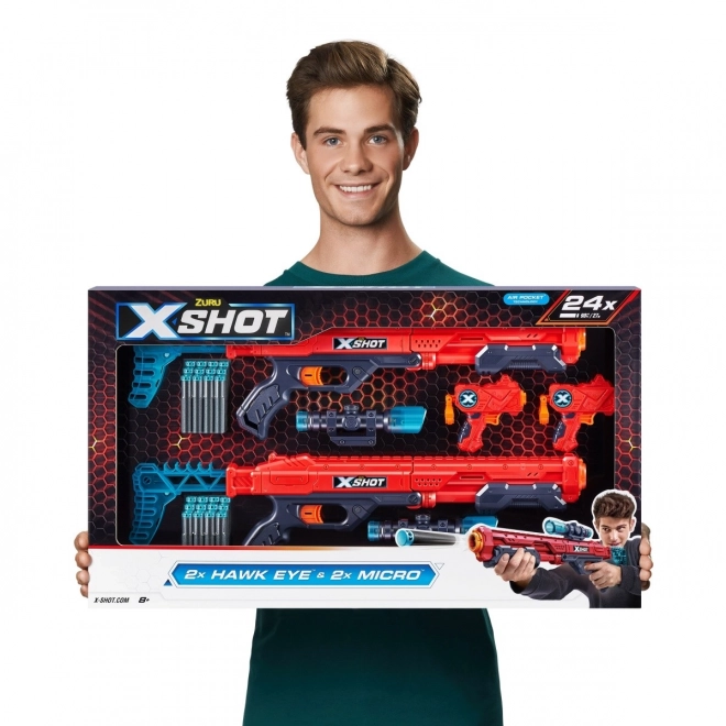 Set van blasters X-Shot Excel Hawk Eye en Micro
