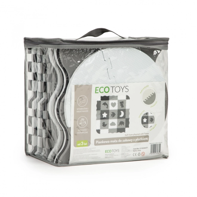 ECOTOYS Foam puzzel Dieren en vormen zwart-wit SX met randen