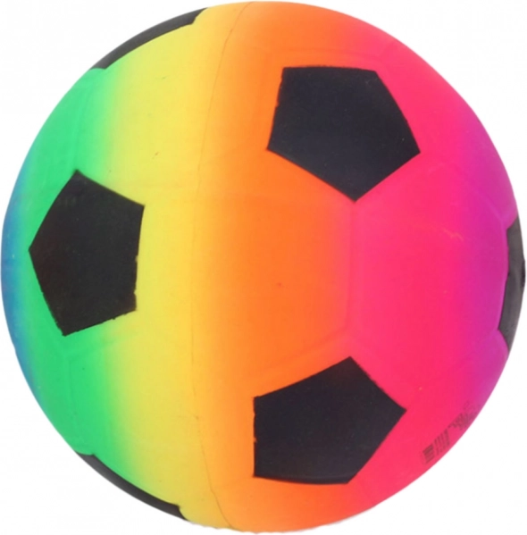 Rubberen regenboog strandbal met voetbalmotief 22 cm