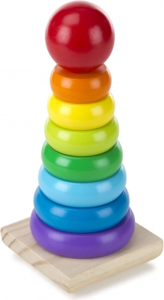 Houten piramide met ringen