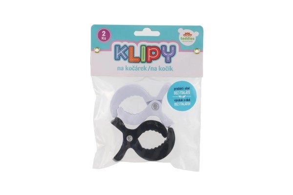 Kinderwagen clips zwart-wit - 2 stuks
