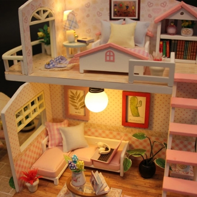 Houten poppenhuis met LED-verlichting