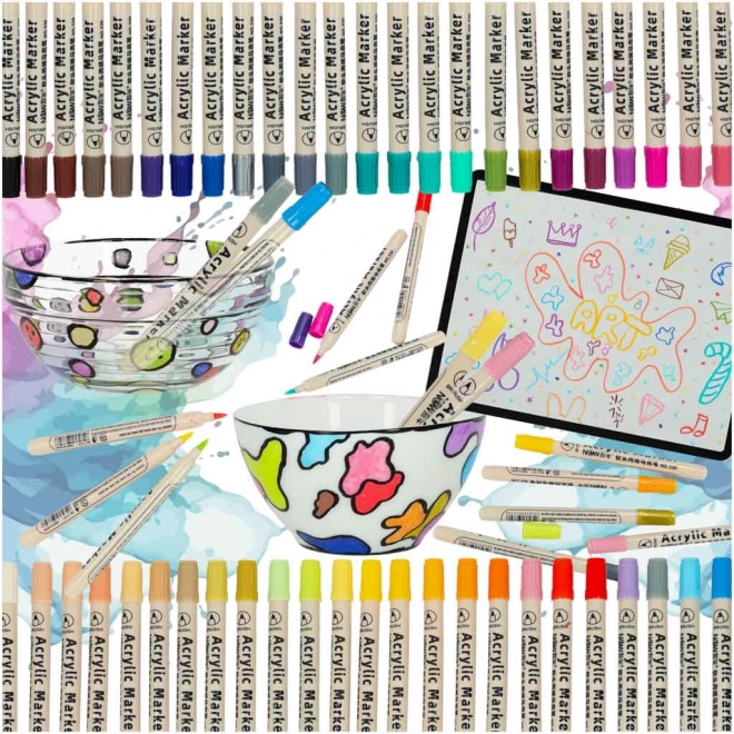 Waterdichte acrylverf markers voor stoffen en stenen, set van 48 stuks