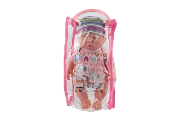 Baby/pop hard lichaam plastic 25 cm op batterijen met geluid 3 soorten in plastic tasje 13x28x7cm