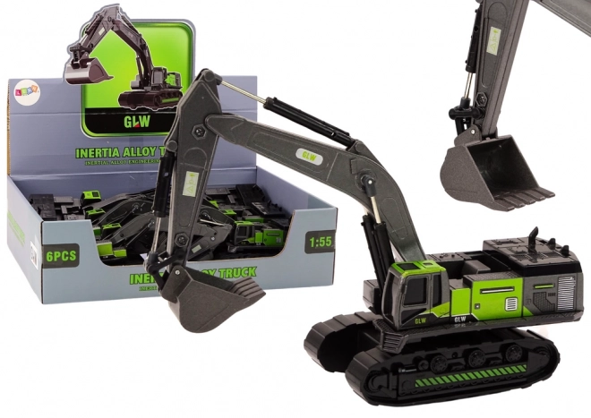 Metalen Rupsband Graafmachine 1:55 Zwart-Groen