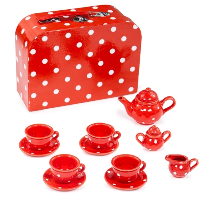 Bigjigs Toys Rode gestippelde theeset