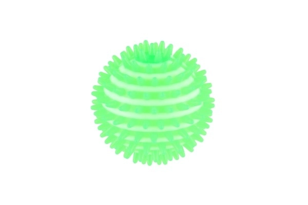 Massage anti-stress bal rubber 8 cm op batterijen met licht 6 stuks in doos
