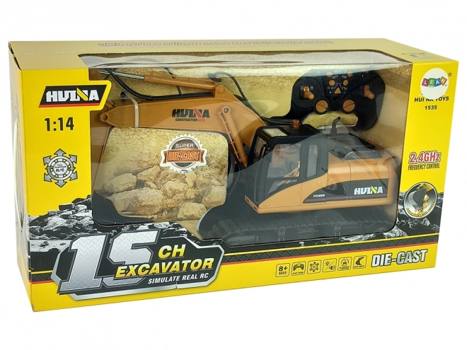 Gele RC graafmachine Caterpillar 1:14 op afstandsbediening