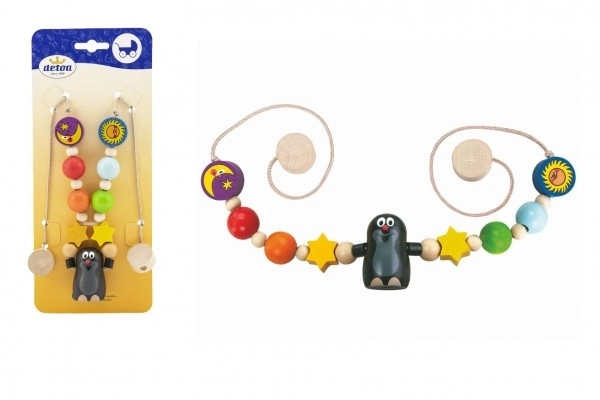 Hanger voor kinderwagen Krtek hout op kaart 10,5x25x4cm