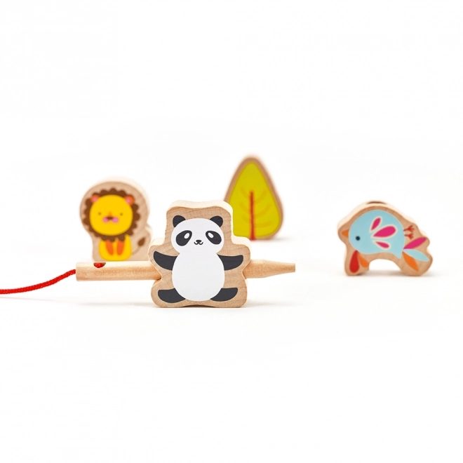 Houten rijgblokjes Dierentuin