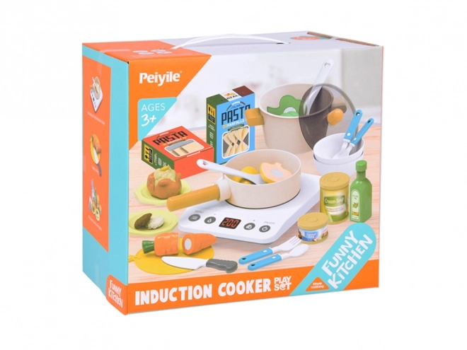 Kinderkeuken met inductiekookplaat en accessoires