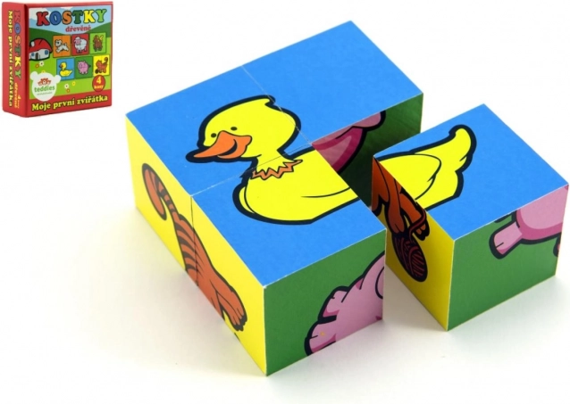 houten blokpuzzel mijn eerste diertjes 4 stuks TEDDIES