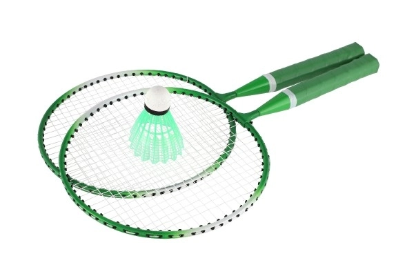 Kinder badmintonset metaal/plastic met twee rackets en shuttle