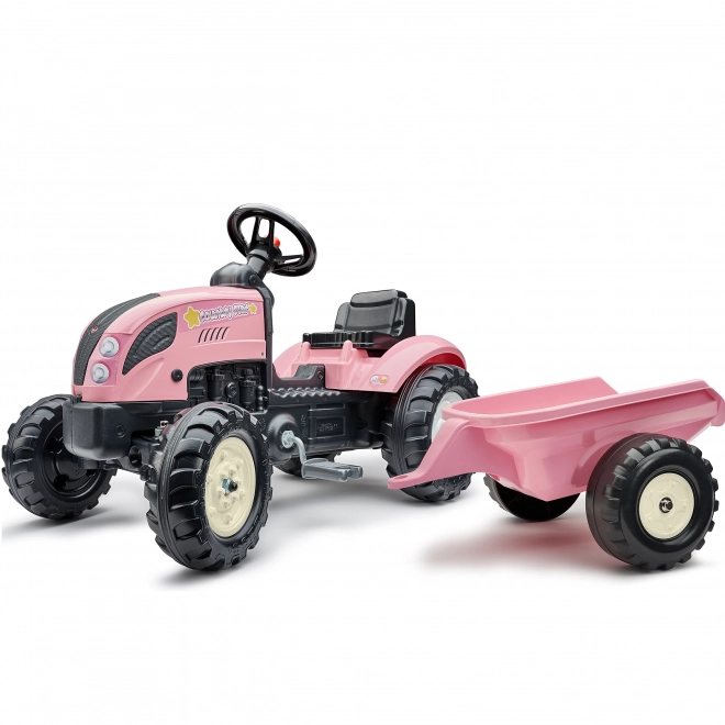 Tractor trapauto County Star met roze aanhangwagen