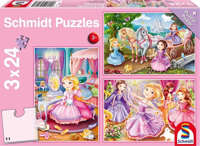 SCHMIDT Puzzel Sprookjesprinsessen 3x24 stukjes