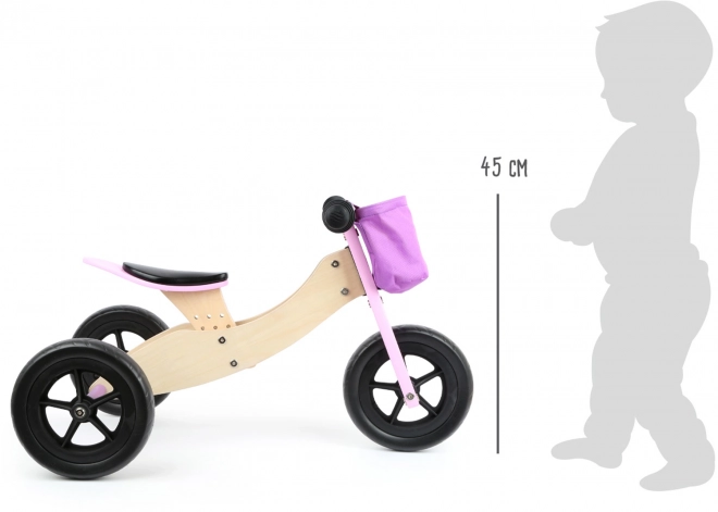 Houten loopfiets 2 in 1 roze