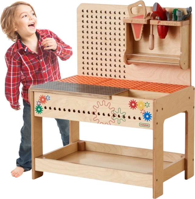 Houten bouwpakket STEM werkplaats met gereedschappen en accessoires