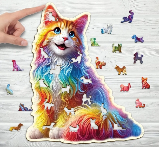 Houten puzzel Kleurrijke kat 250 stukjes