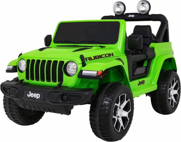 JEEP Wrangler Rubicon elektrisch speelgoedautootje voor kinderen, groen, 12 V, EVA-wielen, afstandsbediening, MP3, LED