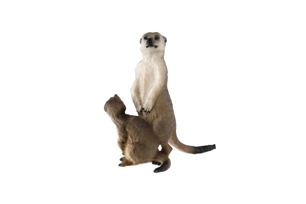 Suricata met jong zooted plastic 8cm donkerbruin in zakje