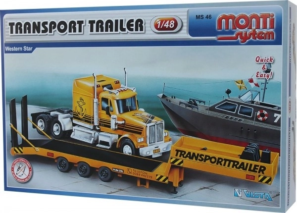Bouwset Monti System MS 46 Transporttrailer Western Star 1:48 in doos 32x20,5x7,5cm