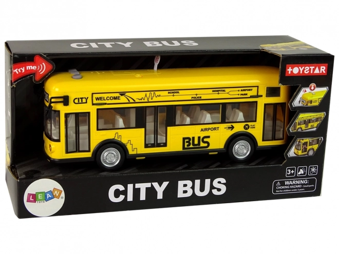 Gele stadsbus met frictie-aandrijving 1:18