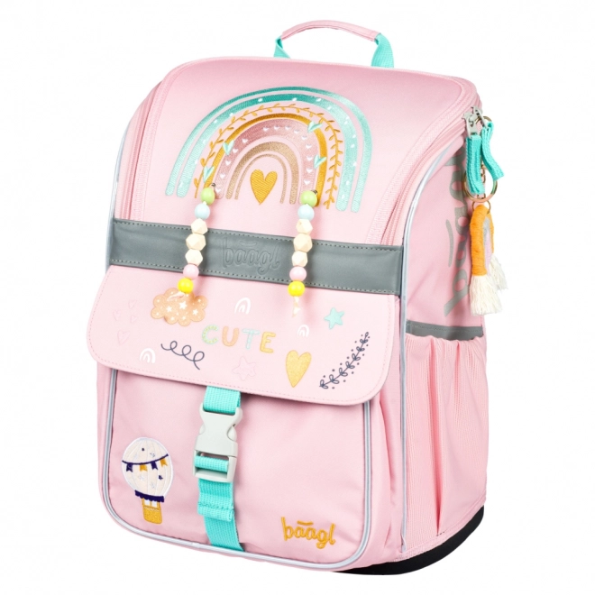 BAAGL Schooltas Zippy Regenboog Roze
